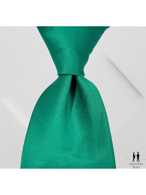Vesuvio Napoli Mens Neck Tie Solid Green Long Tie Satin 61 x 3.5